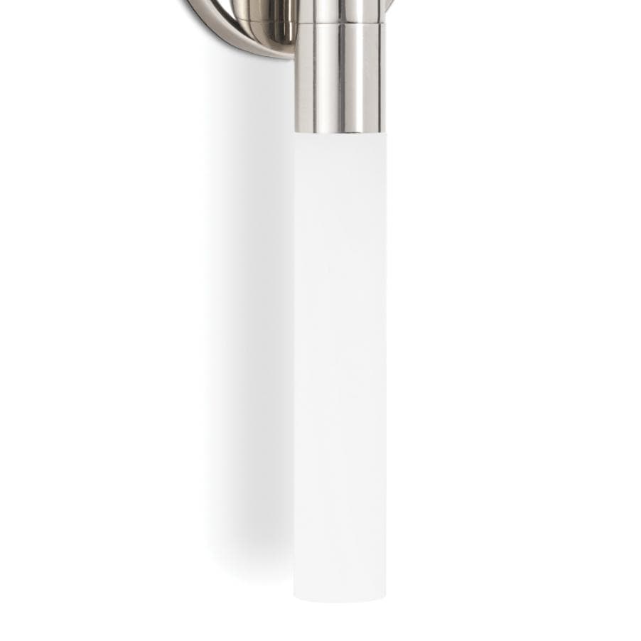 Wick Polished Nickel Hilo Sconce, modern double-ended fixture with frosted acrylic bulb covers.