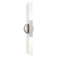 Wick Polished Nickel Hilo Sconce: Modern double-ended fixture with frosted acrylic bulb covers.