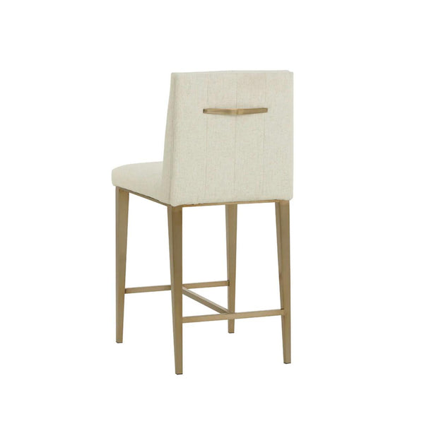 Wilbur Beige Linen Counter Stool - Stool Detail | Bone & Brass
