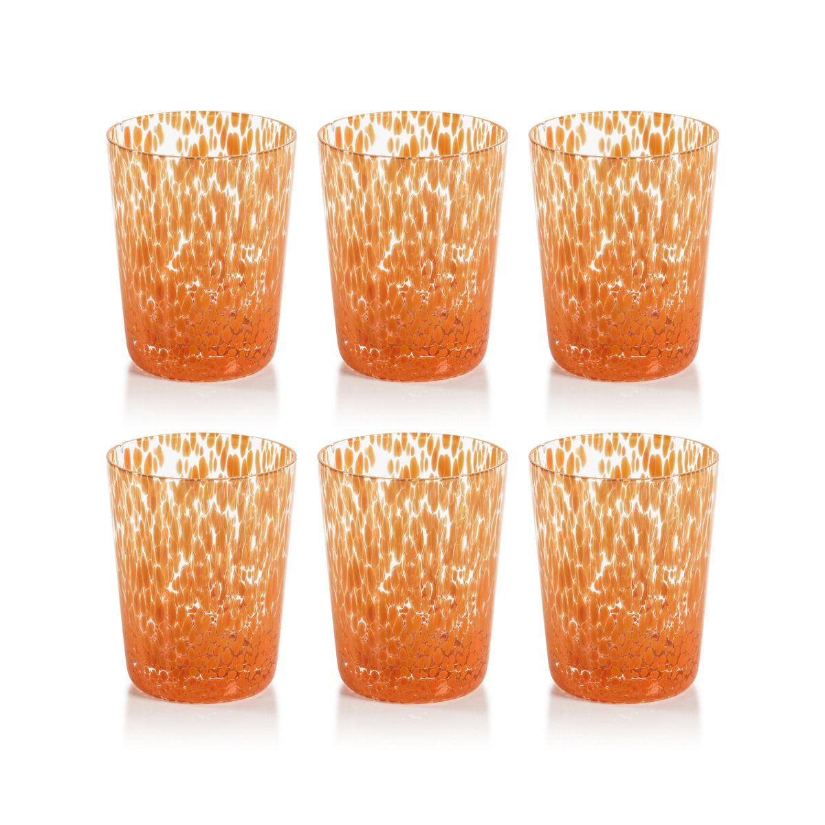 William Orange Speckled Glass Tumblers, Set 6 - Tumbler Side View | Bone & Brass