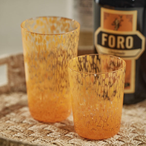 William Orange Speckled Highball Glasses, Set 6 - Glass Detail | Bone & Brass