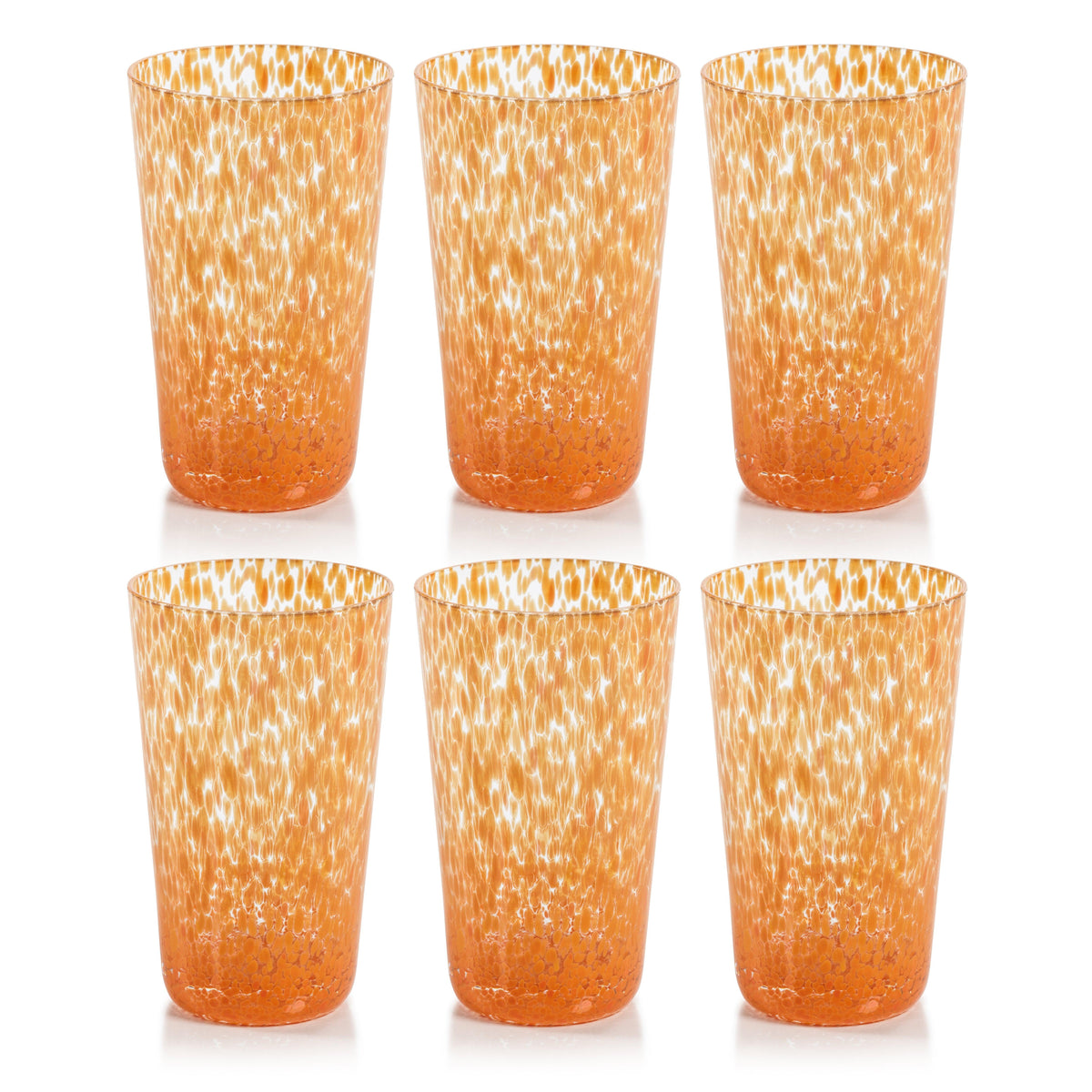William Orange Speckled Highball Glasses, Set 6 - Glass Side View | Bone & Brass