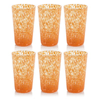William Orange Speckled Highball Glasses, Set 6 - Glass Side View | Bone & Brass