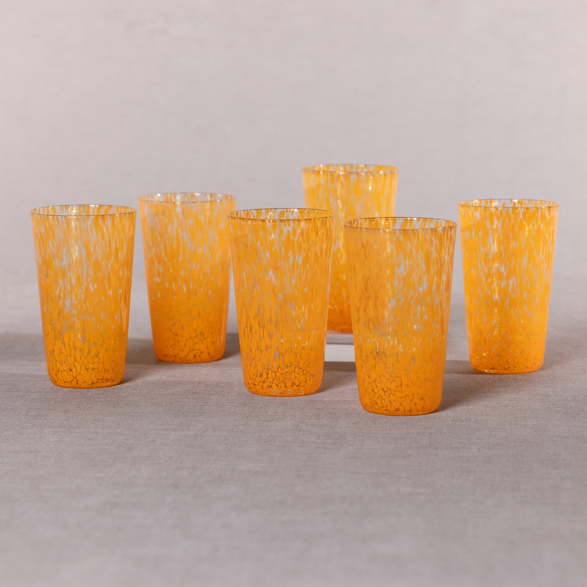 William Orange Speckled Highball Glasses, Set 6 - Glass Close Up | Bone & Brass