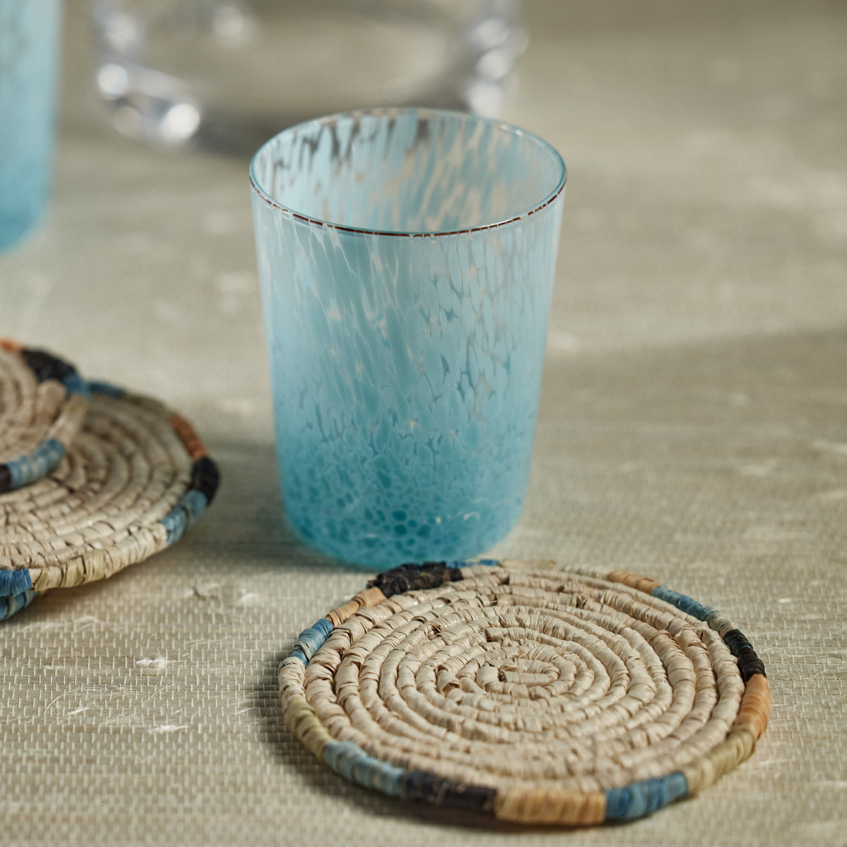 William Turquoise Speckled Glass Tumblers, Set 6 - Tumbler Detail | Bone & Brass