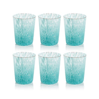 William Turquoise Speckled Glass Tumblers, Set 6 - Tumbler Side View | Bone & Brass