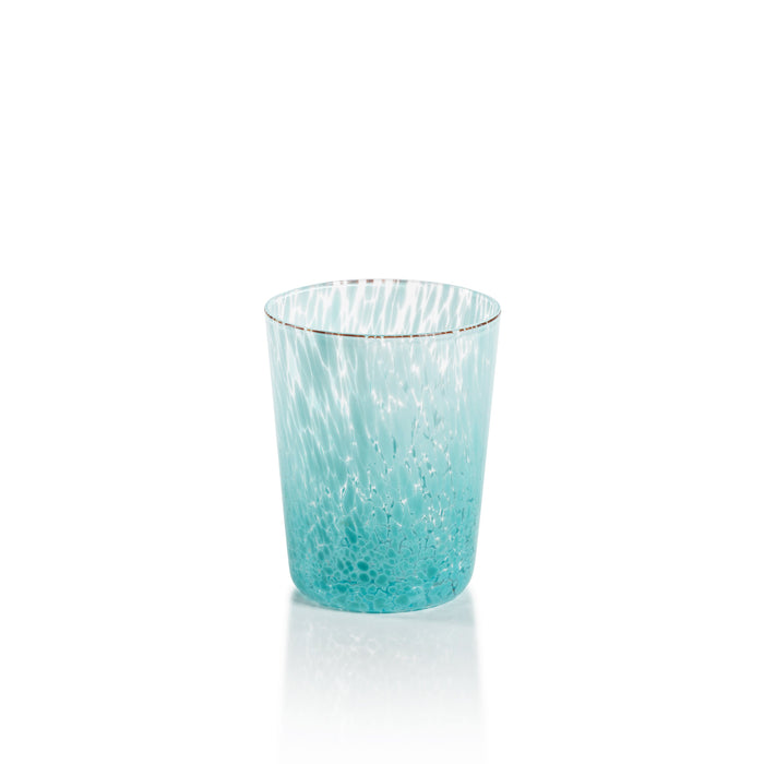 William Turquoise Speckled Glass Tumblers, Set 6 | Bone & Brass