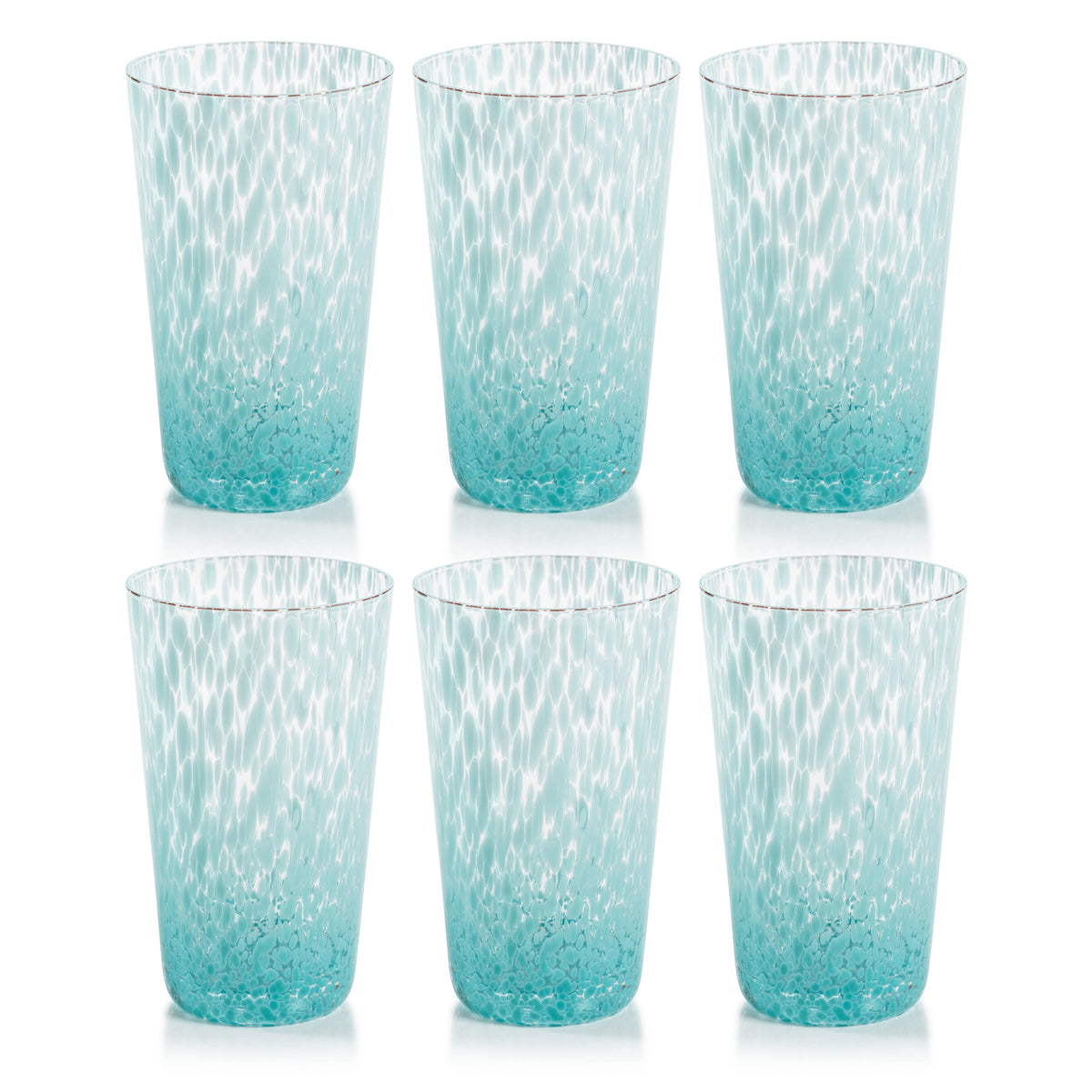 William Turquoise Speckled Highball Glasses, Set 6 - Glass Side View | Bone & Brass