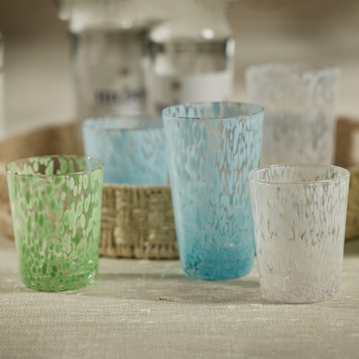 William Turquoise Speckled Highball Glasses, Set 6 - Glass Close Up | Bone & Brass