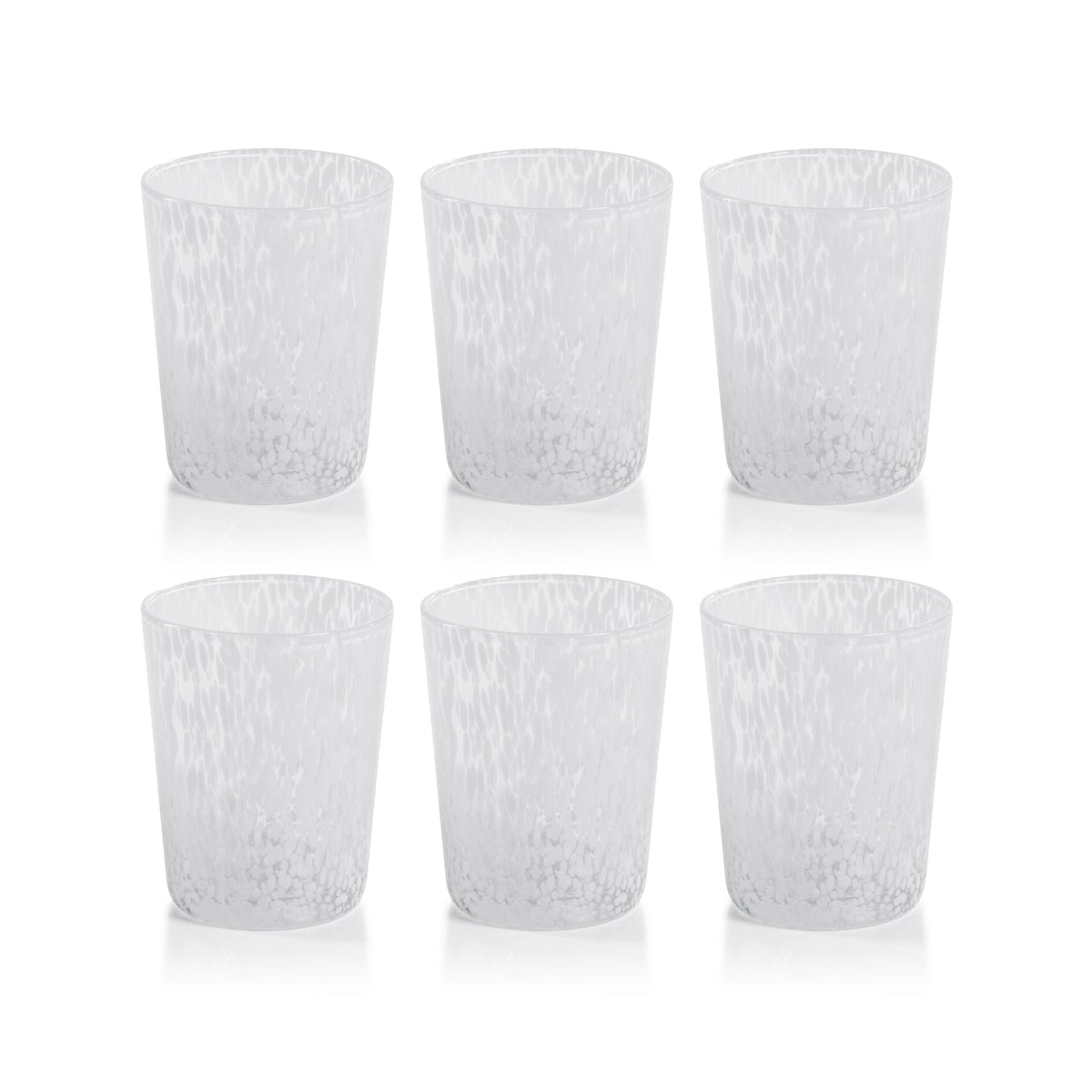 William White Speckled Glass Tumblers, Set 6 - Tumbler Side View | Bone & Brass
