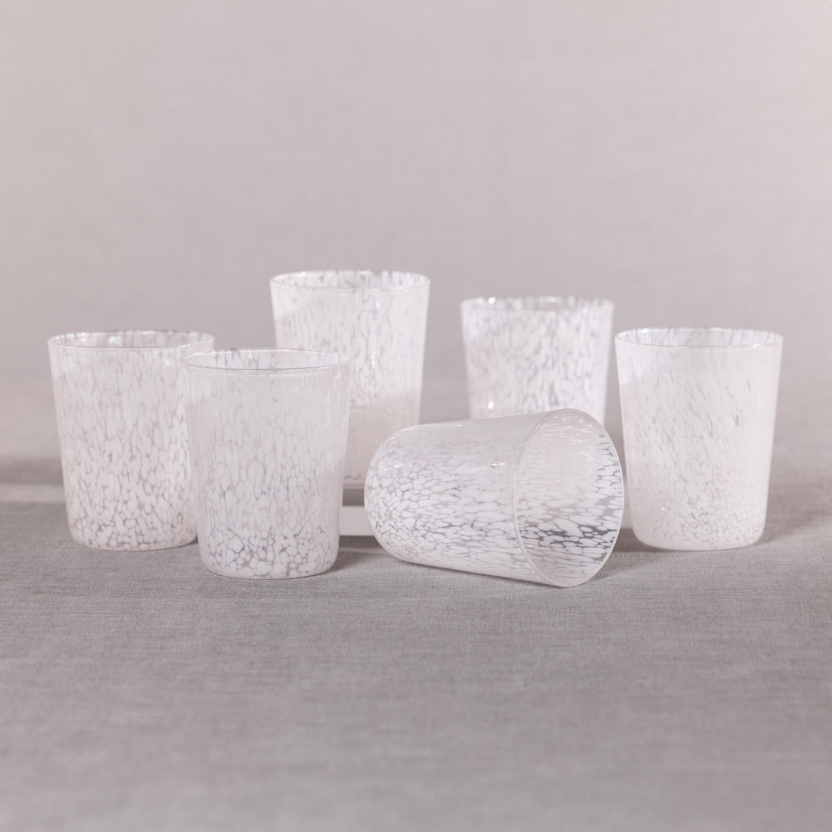 William White Speckled Glass Tumblers, Set 6 - Tumbler View | Bone & Brass