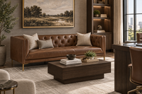 William Vintage Dark Caramel Leather Sofa
