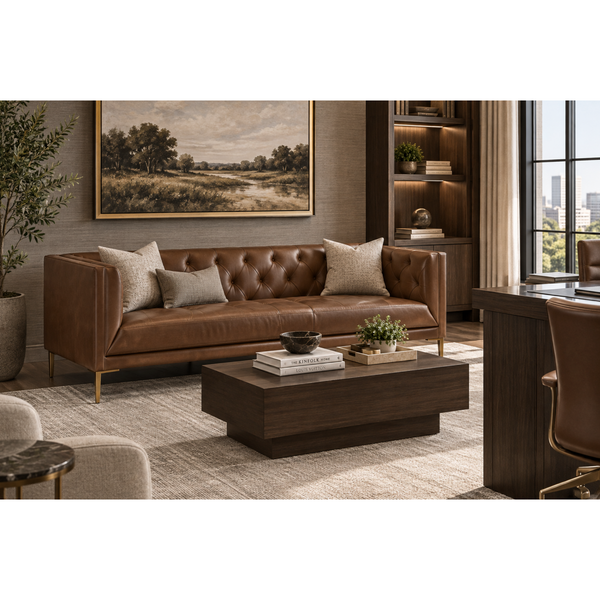 William Vintage Dark Caramel Leather Sofa