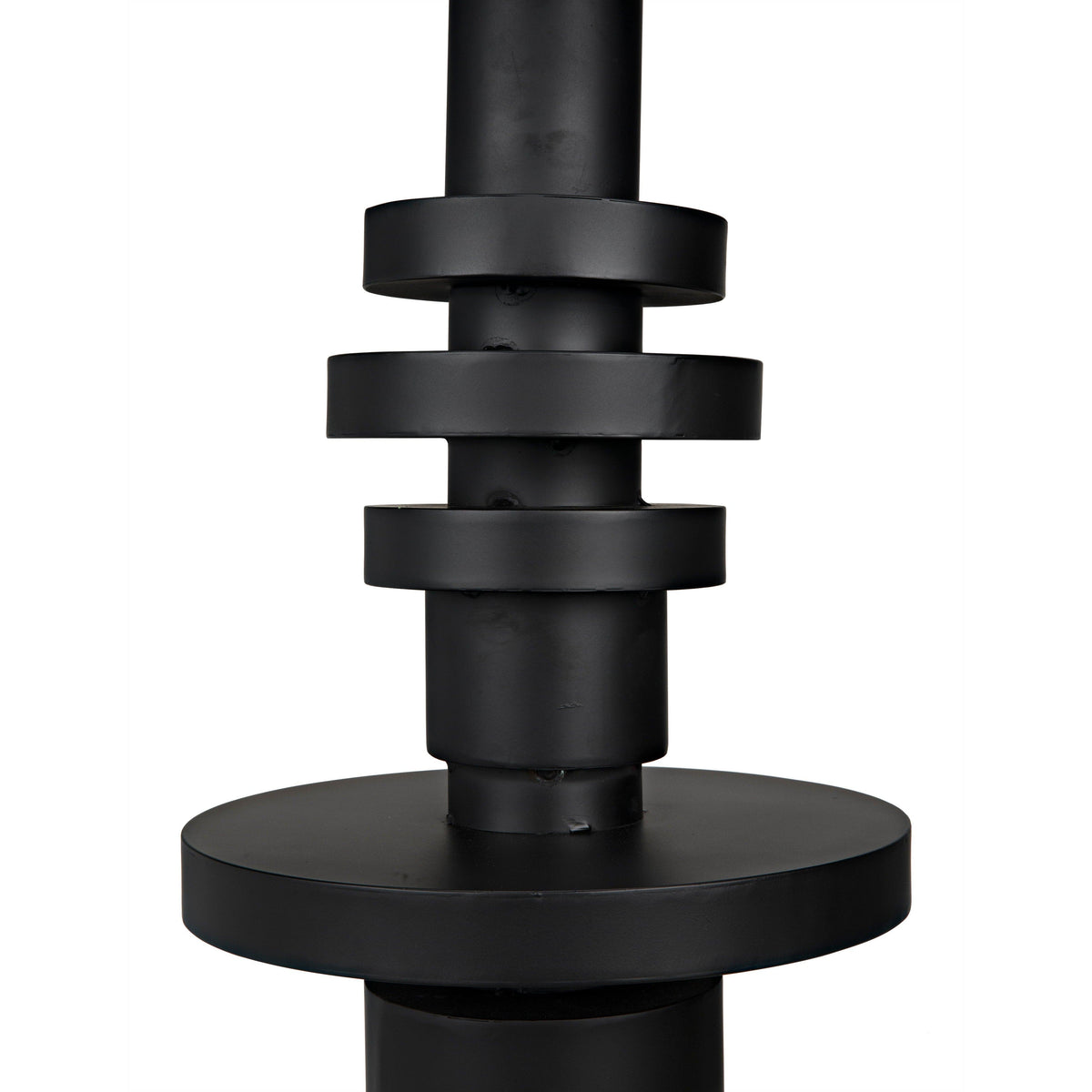 Wilton floor lamp base with stacked black steel discs, contemporary style.