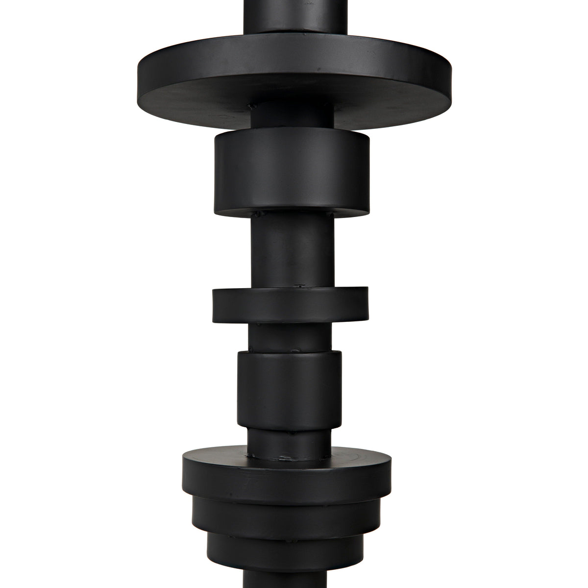 Wilton floor lamp base with stacked black steel discs, contemporary design.