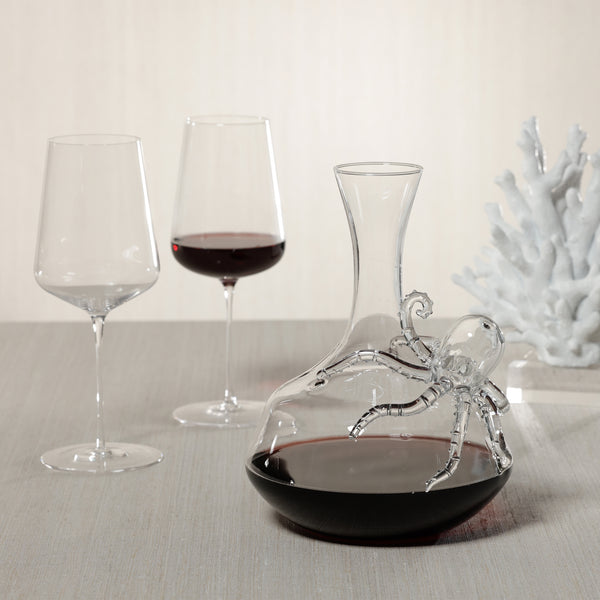 Wine Glass Decanter w/ Octopus Accent - Decanter Stopper Detail | Bone & Brass