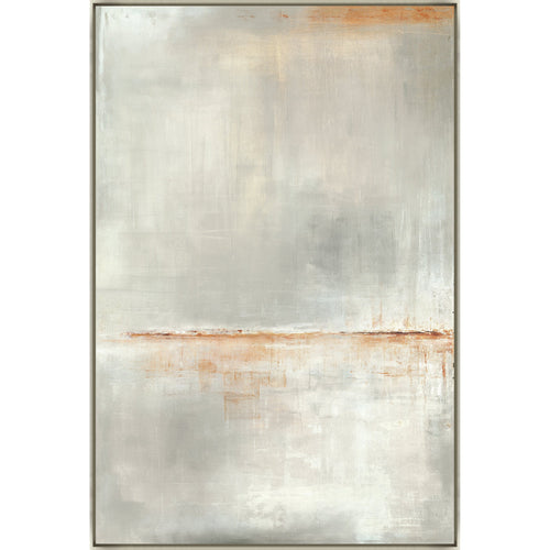 Abstract giclee painting by Leo Mark featuring soft grays, whites, and subtle rust tones with a horizontal line.