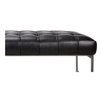 Wyatt Leather Bench Black - Ottoman Top View | Bone & Brass