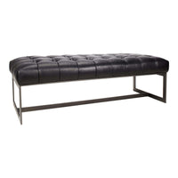 Wyatt Leather Bench Black | Bone & Brass