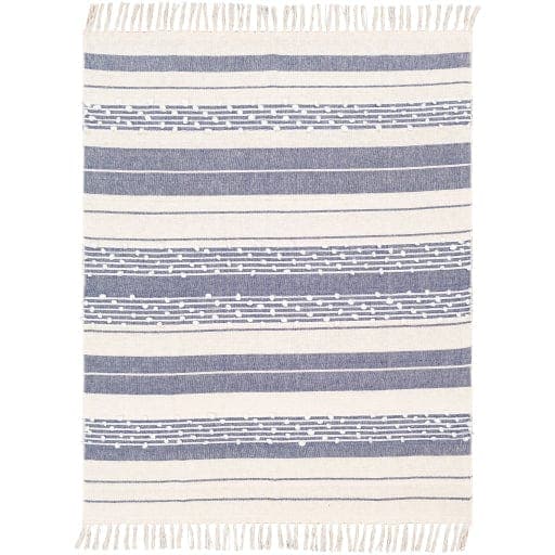Yemaya Navy & Ivory Woven Blanket - Throw View | Bone & Brass