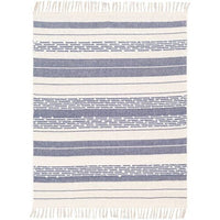 Yemaya Navy & Ivory Woven Blanket - Throw View | Bone & Brass