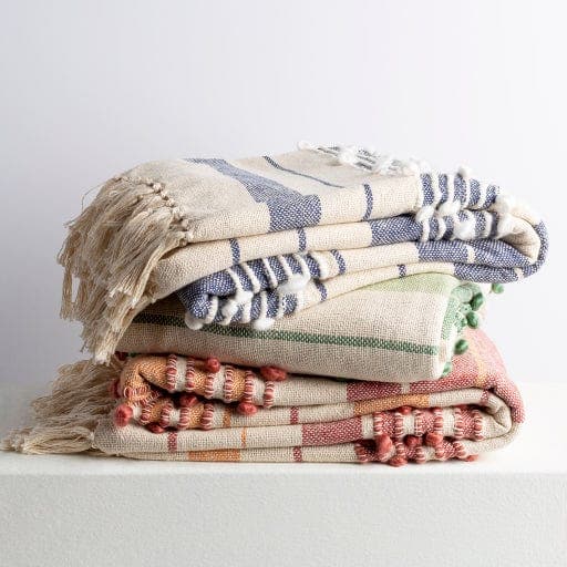 Yemaya Navy & Ivory Woven Blanket - Throw Detail | Bone & Brass