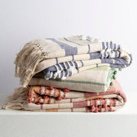 Yemaya Navy & Ivory Woven Blanket - Throw Detail | Bone & Brass