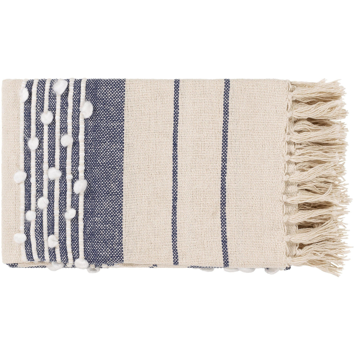 Yemaya Navy & Ivory Woven Blanket - Throw Texture Detail | Bone & Brass