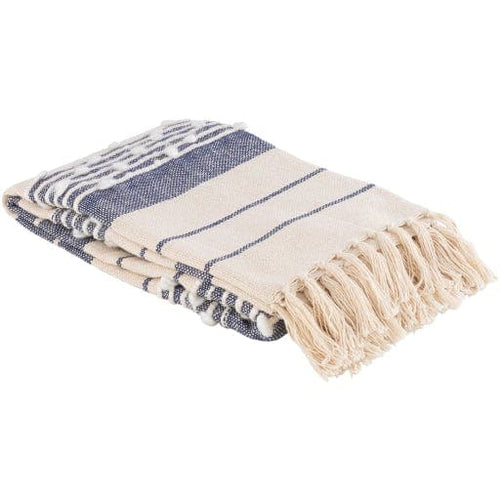 Yemaya Navy & Ivory Woven Blanket | Bone & Brass