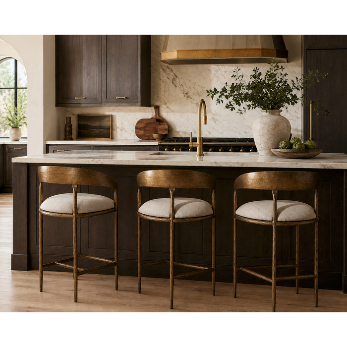 Zanatta Hammered Brass Counter Stool