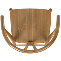 Zicara natural sungkai wood dining chair with curved arms and hand-carved details, top-down view.