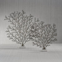 Zinc Coral Branch Metal Sculpture on Marble Base - Detail View | Bone & Brass