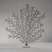 Zinc Coral Branch Metal Sculpture on Marble Base - Close Up | Bone & Brass