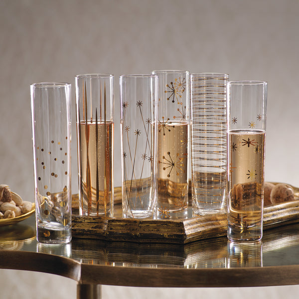 Centuri Golden Decal Champagne Glasses, Set of 6