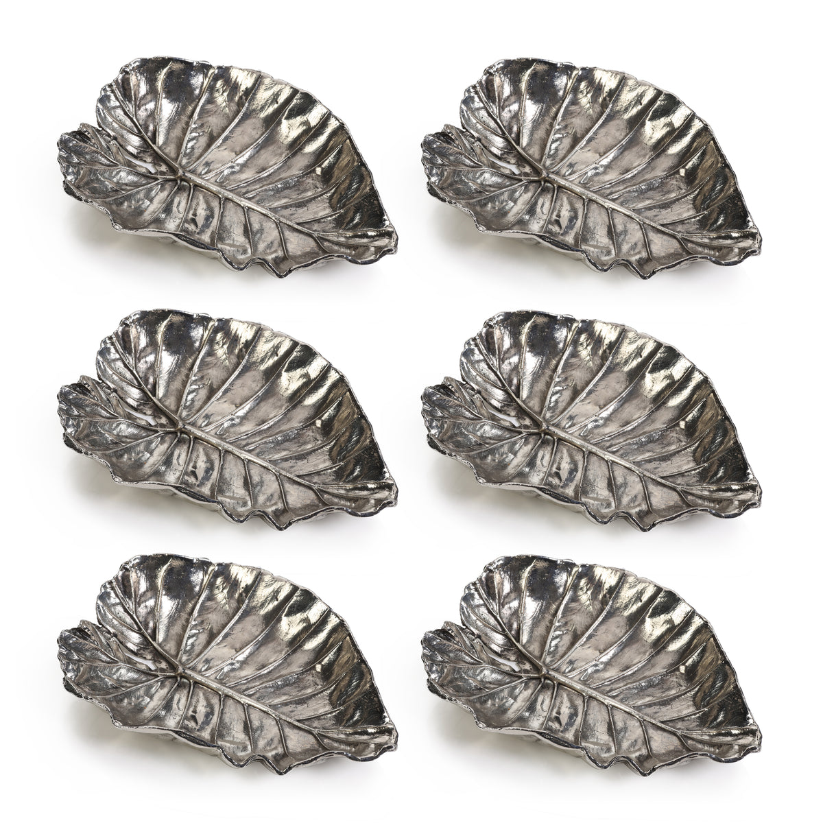 Arlo Quaking Leaf Antique Pewter Trays, Set of 6