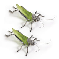 Decorative Green Grasshopper Figurines, Set 2 - Figurine Side View | Bone & Brass