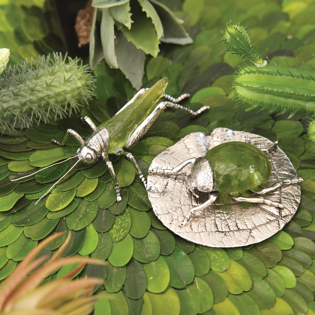 Decorative Green Ladybug Figurines, Set of 2
