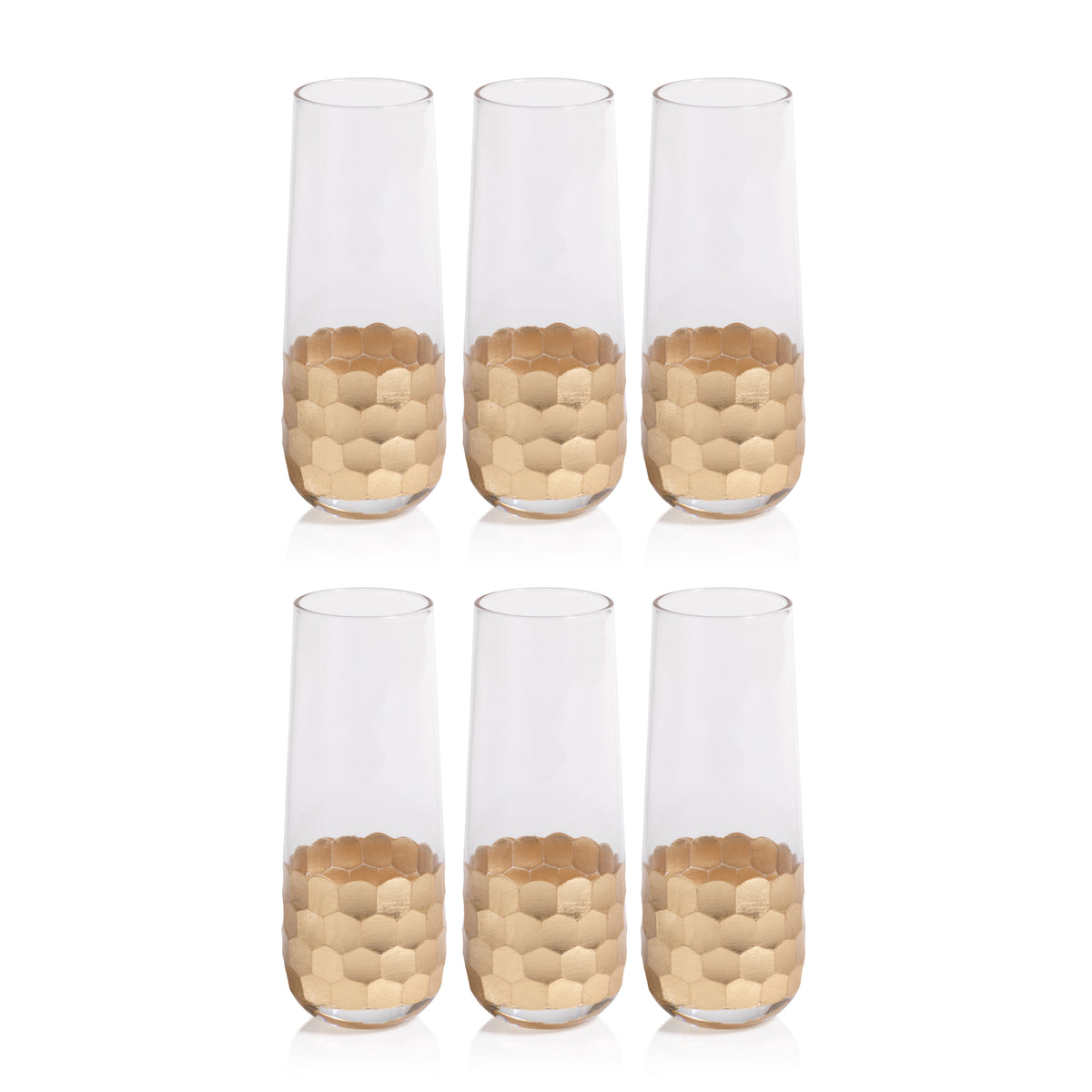 Victoria Stemless Gold Champagne Glasses, Set of 6
