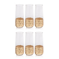 Victoria Stemless Gold Champagne Glasses, Set of 6