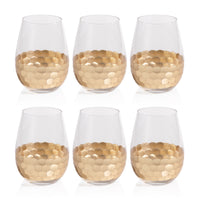 Victoria Stemless Gold Wine Glasses, Set of 6