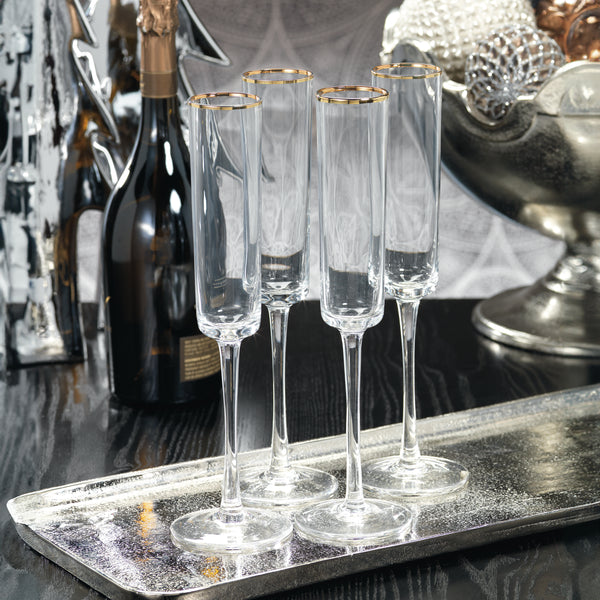 Gold Rim Champagne Flute, Set of 6