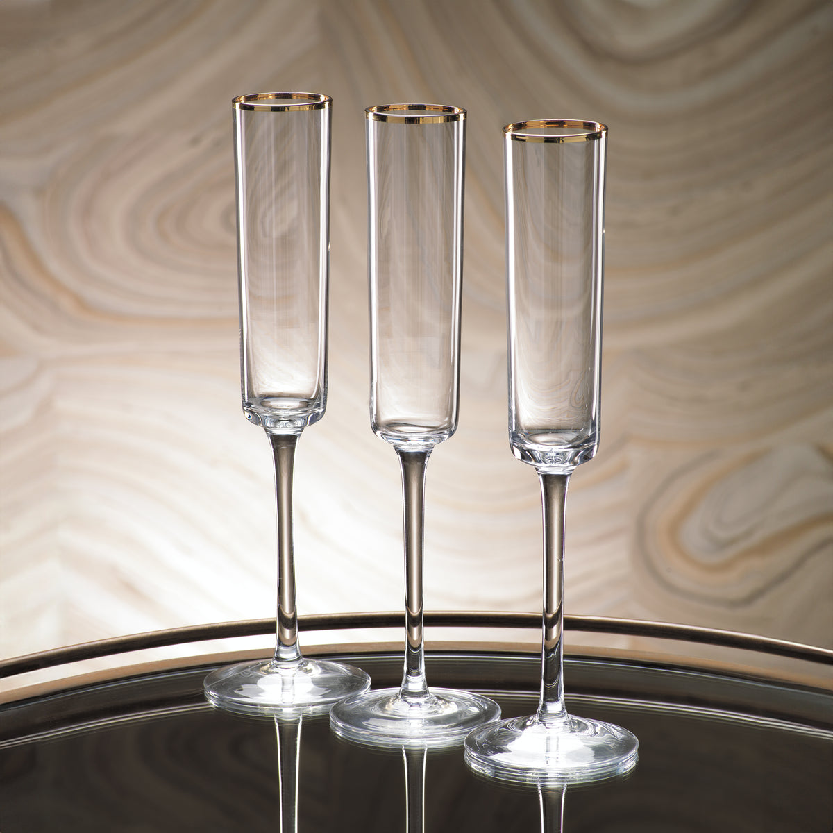 Gold Rim Champagne Flute, Set of 6