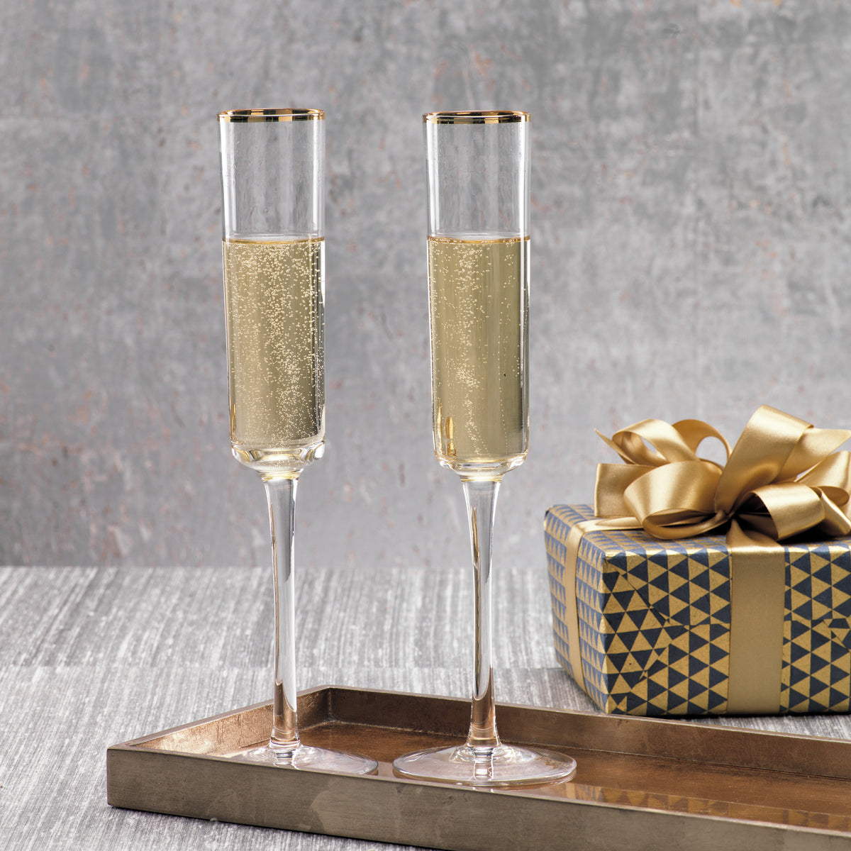 Gold Rim Champagne Flute, Set of 6