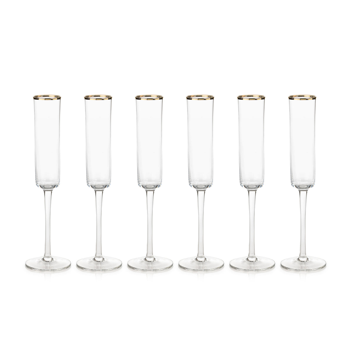 Gold Rim Champagne Flute, Set of 6