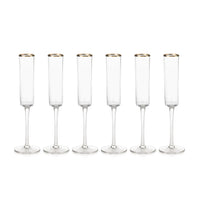 Gold Rim Champagne Flute, Set of 6