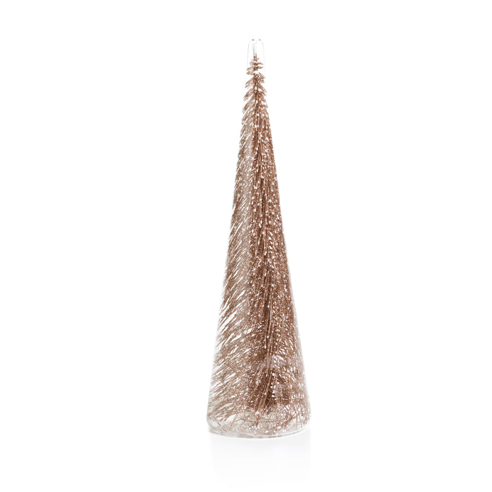 Clear Glass Decorative Tree with Champagne Glitter, Large Set of 2