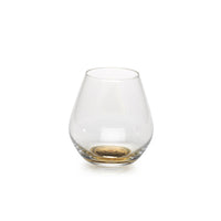 Golden Base Stemless Wine Glasses, Set of 4