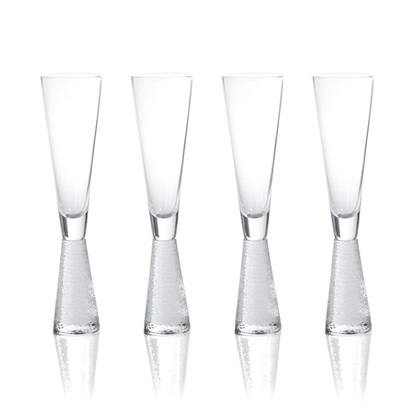 Livine Hammered Stem Champagne Flutes, Set of 4