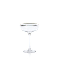 Gold Rim Tall Bowl Martini Glasses, Set of 4