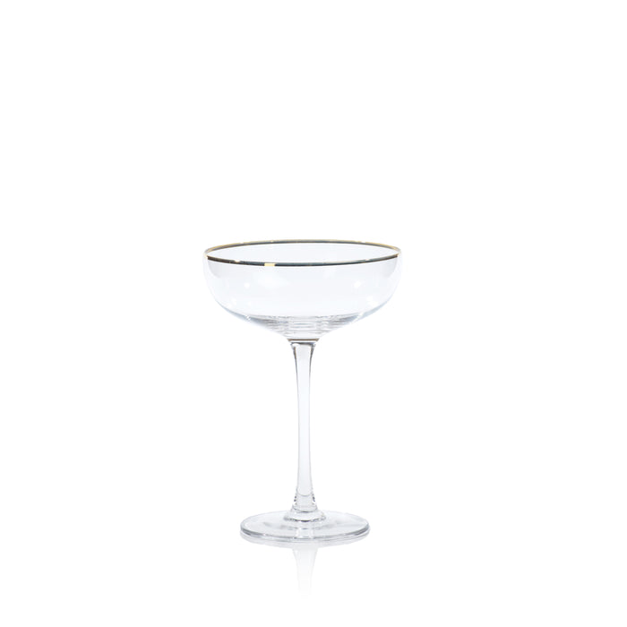 Gold Rim Tall Bowl Martini Glasses, Set of 4